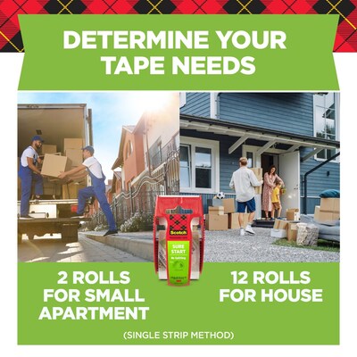 Scotch Sure-Start Packing Tape with Dispenser, 1.88" x 22.2 yds., Clear, 6/Pack (145-6)