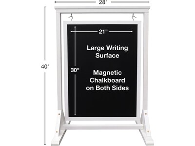 Excello Global Products Indoor/Outdoor Chalkboard Stand, 21" x 30", White/Black (HD-0090-WHT-OS)