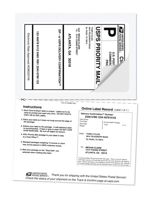 Avery TrueBlock Laser Shipping Labels with Paper Receipts, 5-1/16" x 7-5/8", White, 50 Labels/Box (5127)