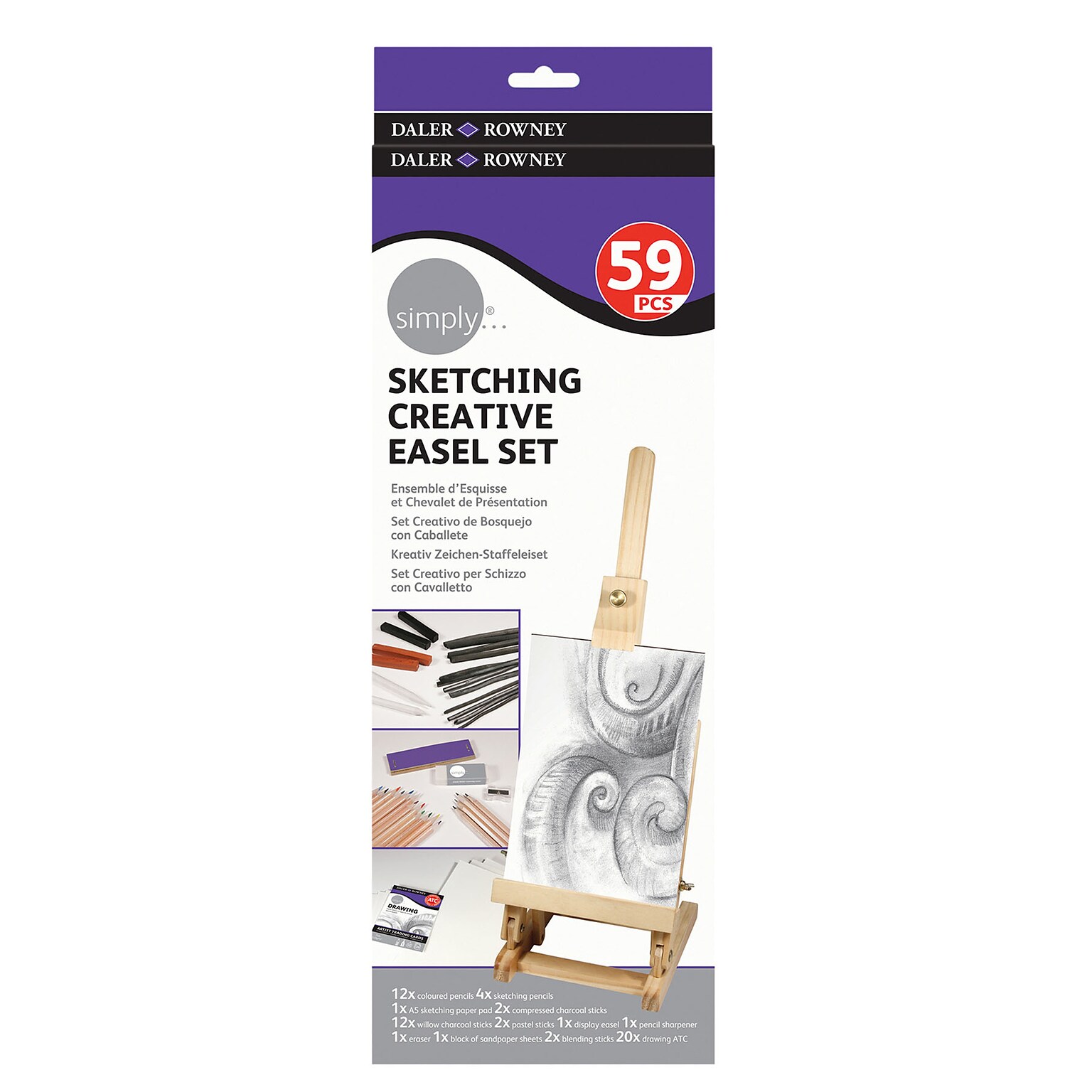 Daler-Rowney Simply... Sketching Creative Easel Set, 59/Pack (DRWD646200201)
