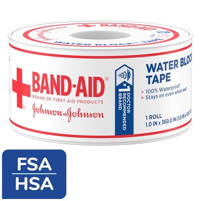 Band-Aid Water Block Waterproof Medical Tape, 10 yards (117121)