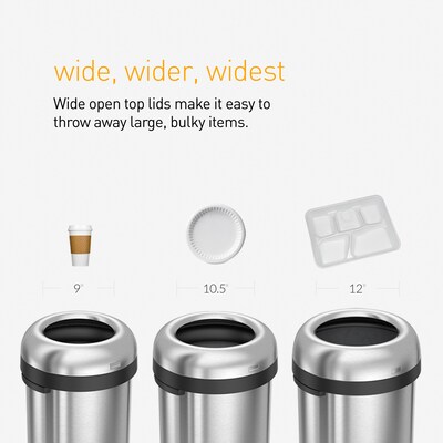 simplehuman 115L Bullet Can, Matte Black Heavy-Gauge Steel, Indoor Trash Can with Open Lid, 30 Gallon (CW1493)
