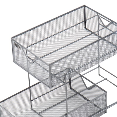 Mind Reader 2-Tier Accessory Organizer Metal Storage Basket, Silver (CABASK2T-SIL)