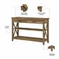 Bush Furniture Key West 47" x 16" Console Table with Drawers and Shelves, Reclaimed Pine (KWT248RCP-03)