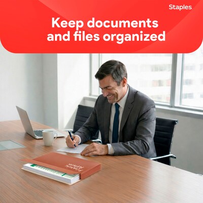 Staples Reinforced File Pocket, 5.25" Expansion, Letter Size, Brown, 10/Box (ST418335)