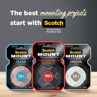 Scotch Double-Sided Indoor Mounting Tape, 1" x 3.47 yds, White, 1 Roll/Pack (314S-MED)