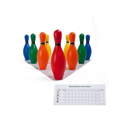 Champion Sports Plastic Bowling Pin Set. Assorted Colors, Set of 10, (CHSBP10CLR)