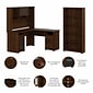 Bush Furniture Cabot 60"W L Shaped Computer Desk with Hutch and 5 Shelf Bookcase, Modern Walnut (CAB011MW)