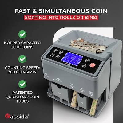Cassida C-300 Coin Sorter, Gray (C-300)