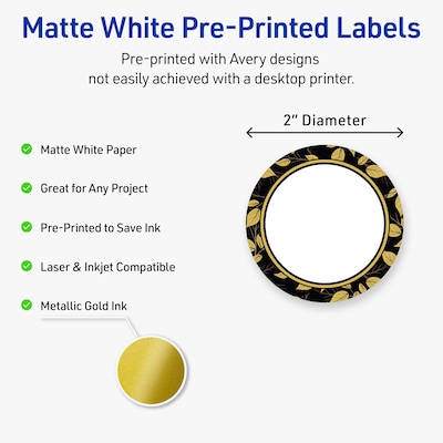 Avery Round Laser/Inkjet Multipurpose Labels, 2, White, 120/Pack (19479370839)