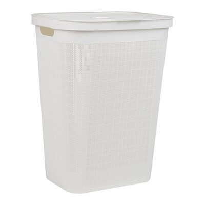 Mind Reader 15.85-Gallon Hamper with Lid, Plastic, White (60FABHAMP-WHT)