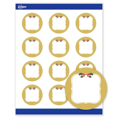 Avery Gold-Metallic Berries Matte Blank Card, White, 120/Pack (S00-FGS)
