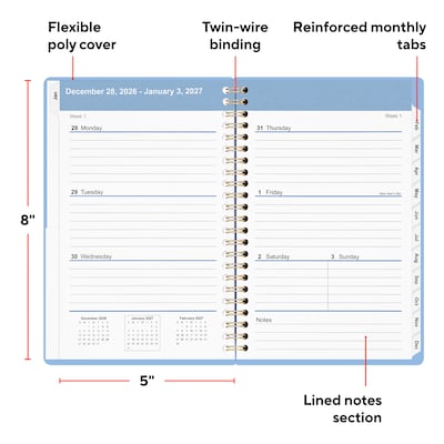 2027 Staples 5 x 8 Weekly & Monthly Planner, Eternal Blue (ST63612-27)