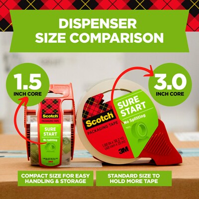 Scotch Sure Start Shipping Packing Tape with Dispenser, 1.88 x 38.2 yds., Clear (3450S-RD)