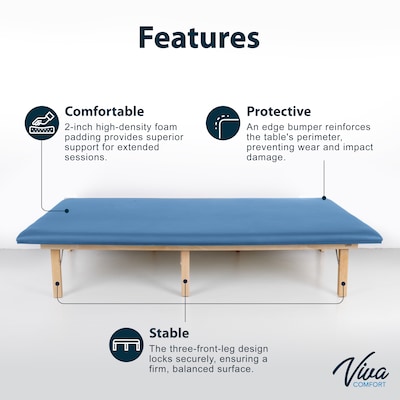 Viva Comfort Therapy Wall Mounted Folding Treatment Table, 500 lbs. Capacity, Blue (ADI996-06-BLU-MK)