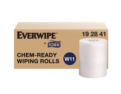 Tork Everwipe Chem-Ready Wiping Rolls, 1-Ply, 12 x 10.5, White, 90 Sheets/Roll, 6 Rolls/Carton (TR