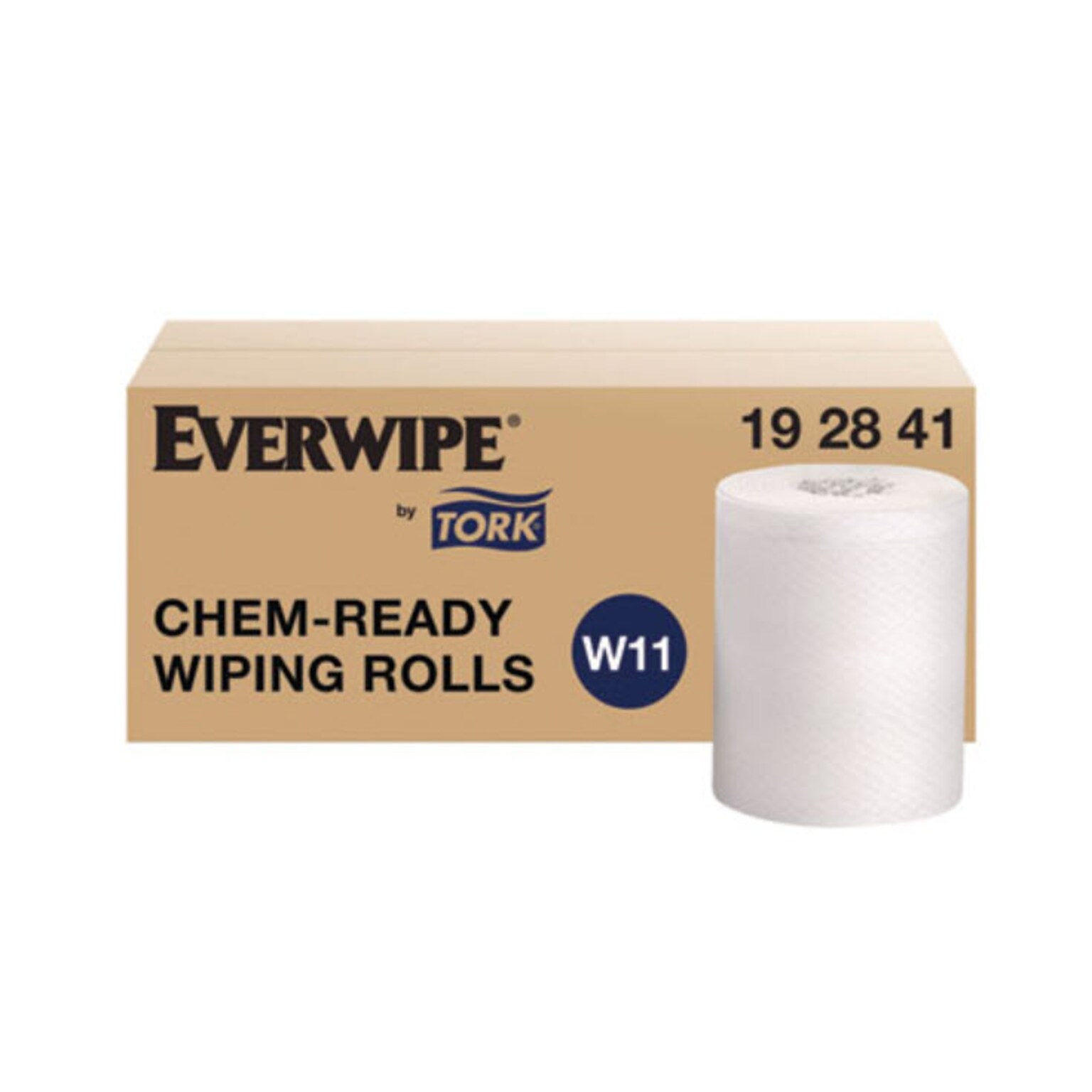 Tork Everwipe Chem-Ready Wiping Rolls, 1-Ply, 12 x 10.5, White, 90 Sheets/Roll, 6 Rolls/Carton (TRK192841)