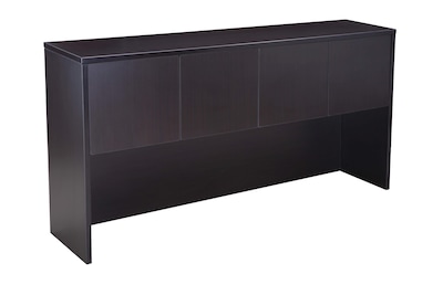 Boss Office Products 71" Desk and Credenza with Hutch and 2 File Pedestals, Mocha (GROUPA6-MOC)