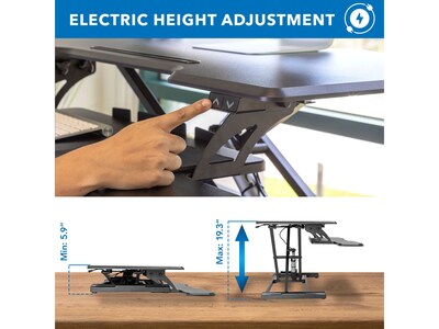 Mount-It! 38"W Electric Rectangular Adjustable Standing Desk Converter, Black (MI-8010)