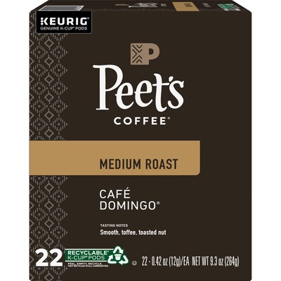 Peet's Coffee Café Domingo Coffee Keurig® K-Cup® Pods, Medium Roast, 22/Box (6543)