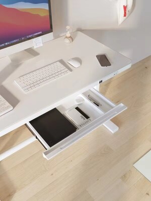 Uncaged Ergonomics Rise Up Glass Electric Standing Desk, 23.7" x 45.3", White (RUglass-white)