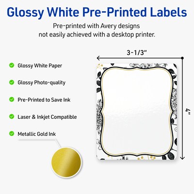 Avery Rectangle Laser/Inkjet Multipurpose Labels, 4 x 3-1/3, White, 40/Pack (19479371036)