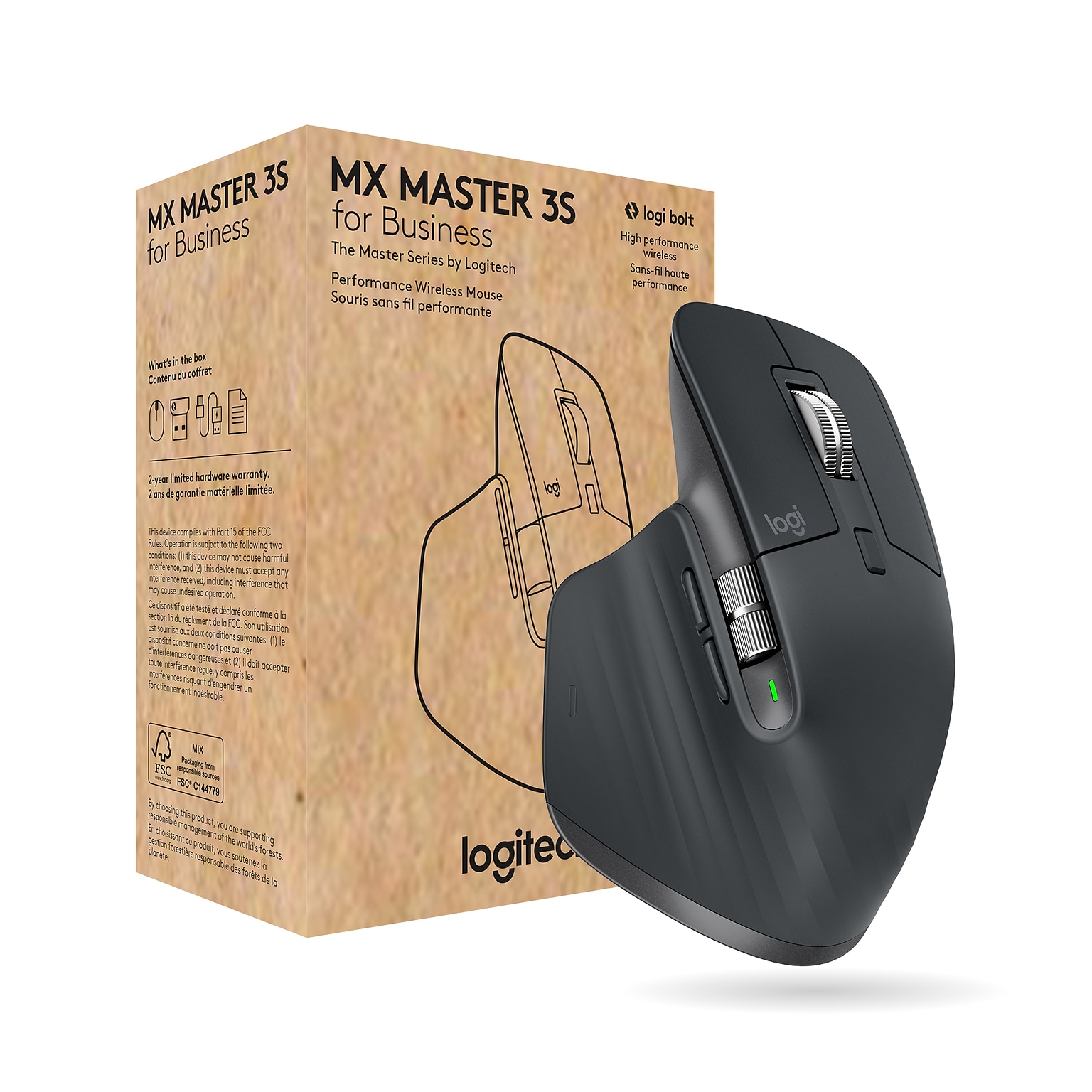 Logitech MX Master 3S for Business Wireless Ergonomic Laser Mouse, Graphite (910-006581)