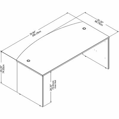 Bush Business Furniture Studio C 72"W Bow Front Desk, White (SCD172WH)
