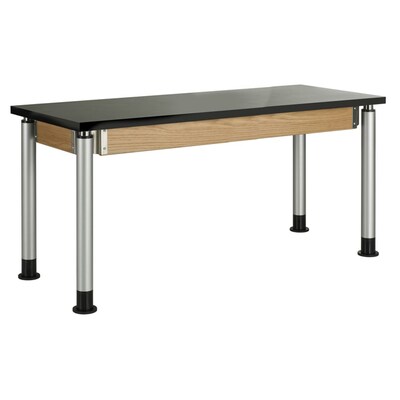 Diversified Woodcrafts Uplift! Hybrid ADA Rectangular Science Table, 60 x 24, Height Adjustable, Black/Oak (P8602K)