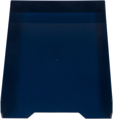 JAM PAPER Stackable Paper Trays, Navy Blue, Desktop Document, Letter, & File Organizer Tray, 2/Pack (344naas)