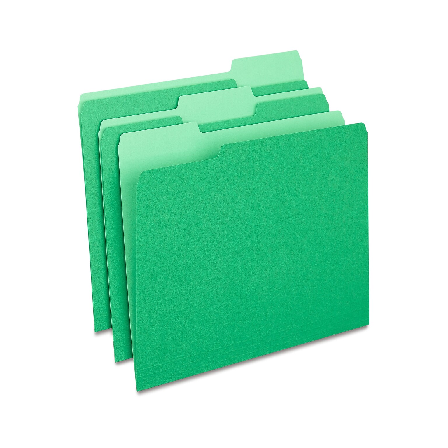 Quill Brand® File Folders, Assorted Tabs, 1/3-Cut, Letter Size, Green, 100/Box (740913BGR)