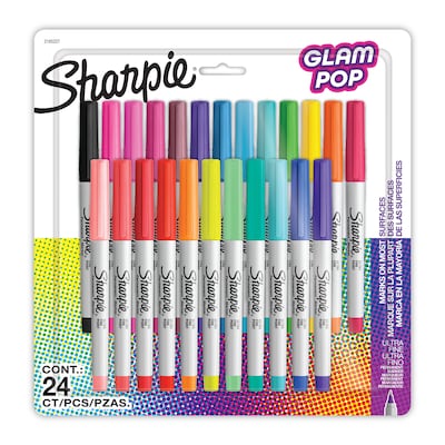 Sharpie Permanent Ultra-Fine Point Markers, Assorted Colors, Pack Of 24  Markers