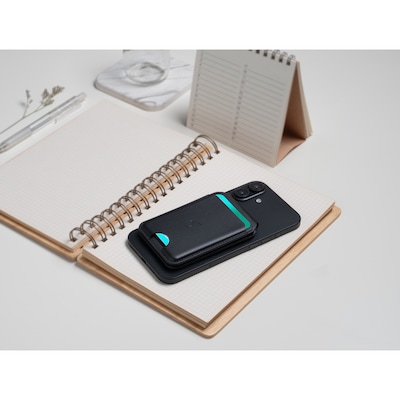 Scapade MagCard Pro MagSafe-Compatible Magnetic Card Holder Wallet with Kickstand and Apple Find My Tracker, Black (S-MGCH)