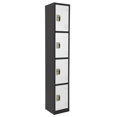 AdirOffice 72" 4-Tier Black and White Storage Locker, 4/Pack (ADI629-204-B-W-PKG-4)