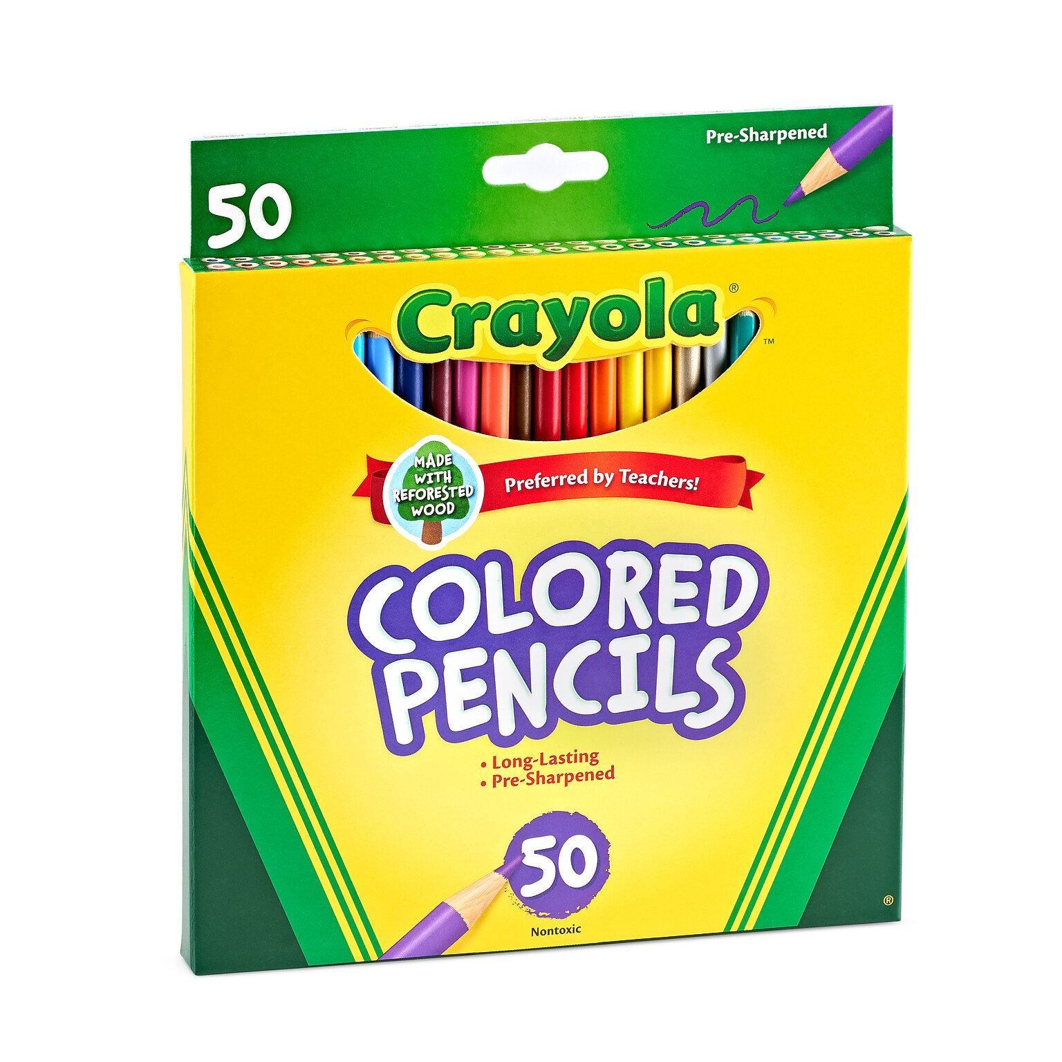 Crayola Kids Colored Pencils, Assorted Colors, 50/Box (68-4050)