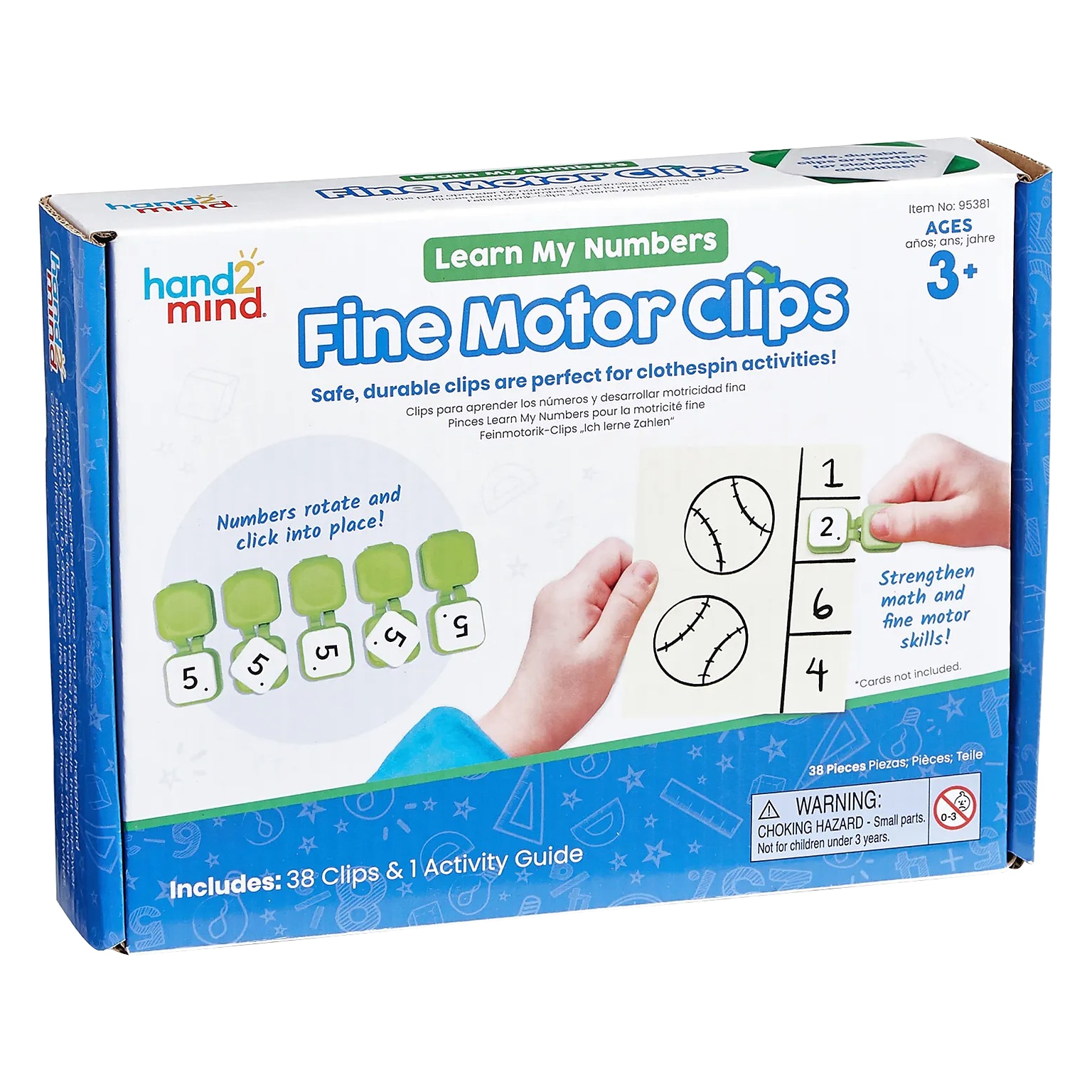 hand2mind Learn My Numbers Fine Motor Clips (95381)