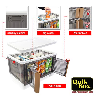 Dbest Quik Box Medium Stackable Folding Plastic Storage Bin, 12 x 12 x 12, 34 Qt., White, 3/Pack