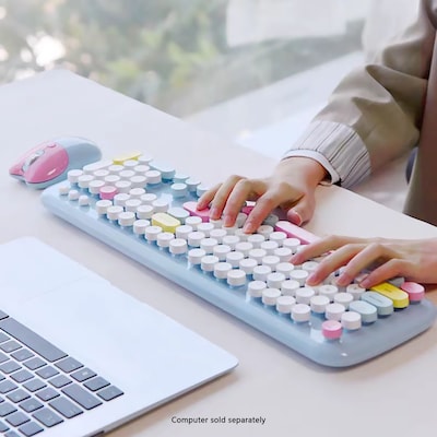 SaharaCase Wireless Ergonomic Keyboard and Laser Mouse Combo, Blue (KB11)