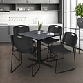 Regency 36-inch Laminate Square Table with 4 Chairs, Black (TB3636GY44BK)