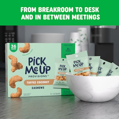 Pick Me Up Provisions™ Toffee Coconut Cashews, 1.5 oz., 36 Bags/Box (PM63390)