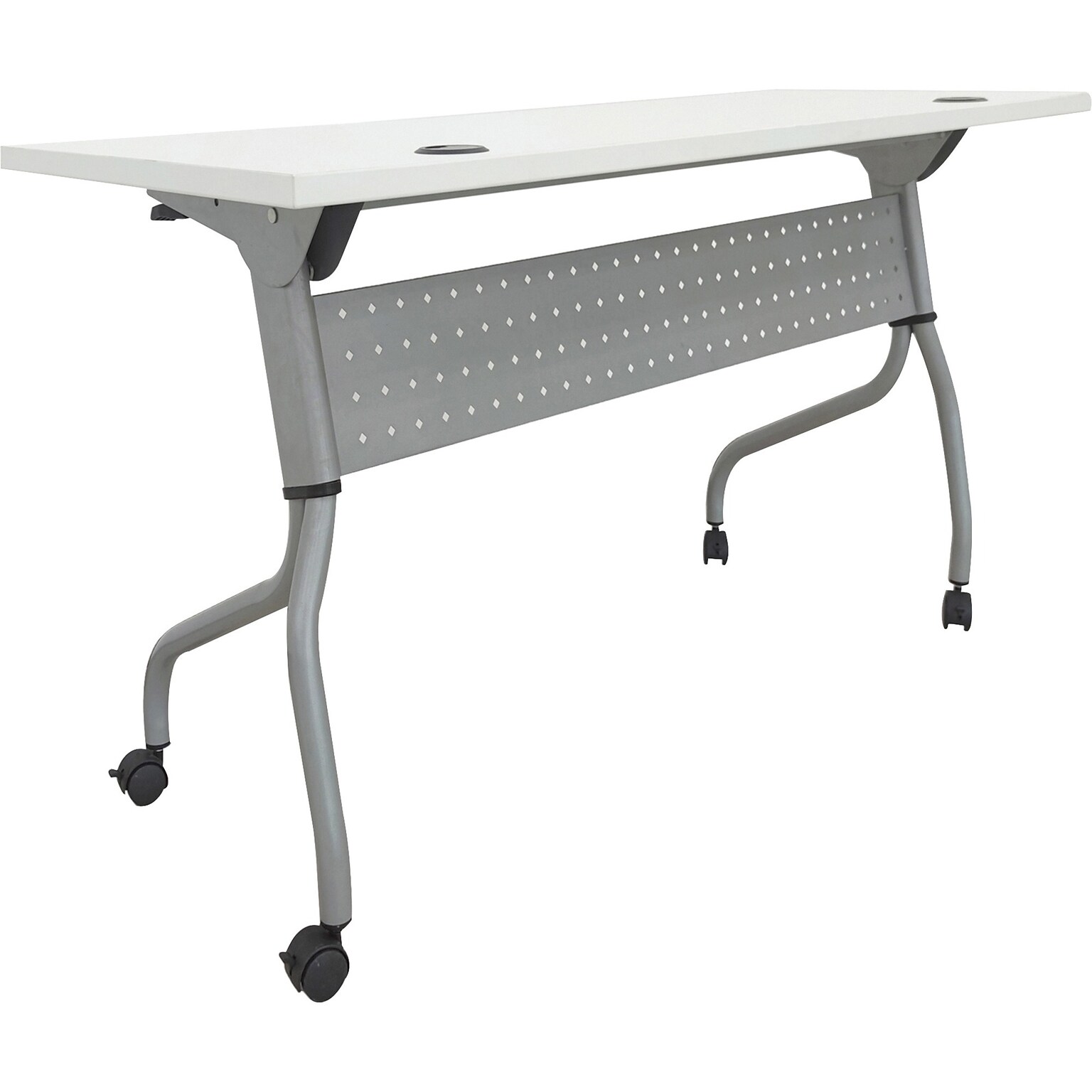 Lorell 48W x 23.6D Foldable Flip Top Training Table, Melamine, With Wheels, White (LLR60745)