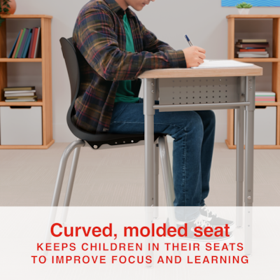Staples Polypropylene 18" Student Chair, Black, 4/Box (ST63540)