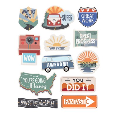 Teacher Created Resources Moving Mountains Road Trip Stickers, Multicolored, 72/Pack, 12/Packs/Bundle (TCR9237-12)