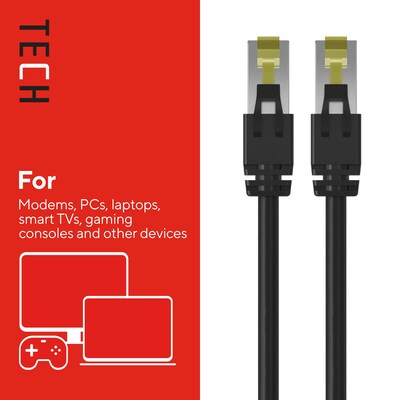 Staples TECH 20 ft. Cat 7 Ethernet Cable, Male to Male, Black (ST62462)
