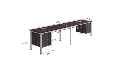 Boss Office Products Simple System 48W Desk with Pedestal, Driftwood, 2/Set (SGSD006-110)