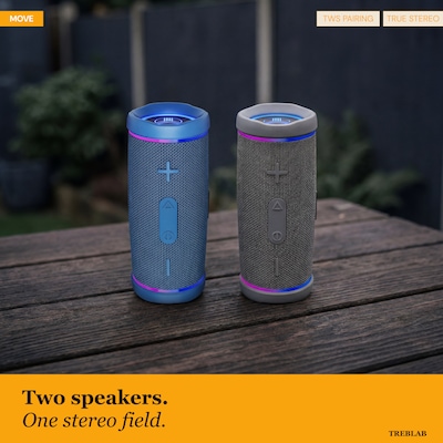 Treblab HD77 Premium Bluetooth Wireless Portable Speaker, Waterproof, Blue