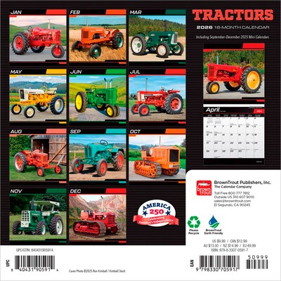 2026 BrownTrout Tractors 7 x 7 Monthly Wall Calendar (9798330705917)