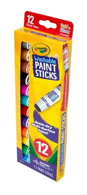 Crayola Washable Kid's Paint Stick, Assorted Colors, 12/Pack (546211)