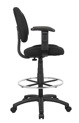 Boss® Drafting Stool w/ Adjustable Arms and Footring; Black