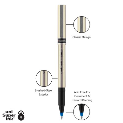 Uni Deluxe Rollerball Pen,Fine Point, Blue Ink, Dozen (60053)